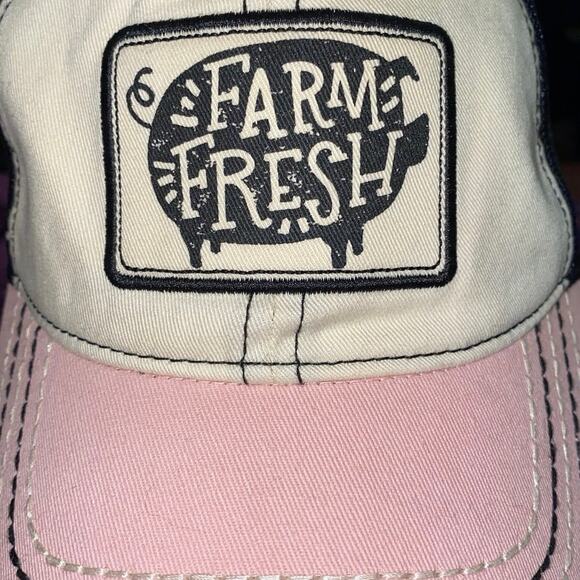 John Deere Farm Fresh Pig Black Pink Hat Mesh Trucker RARE USED Embroidered HTF - Picture 5 of 10